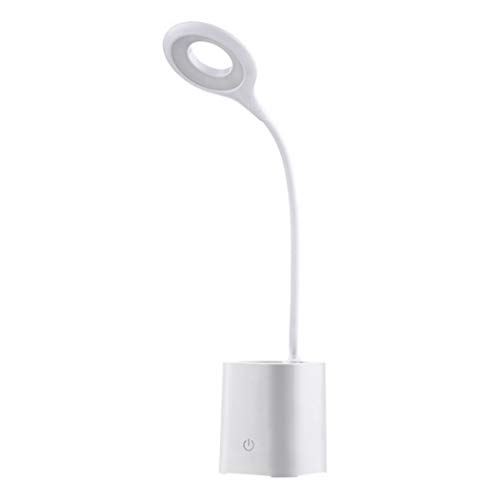 HIHIGOU Lampada LED da tavolo con Porta USB, RGB Luci d’atmosfera,Collo Flessibile, 3 Livelli Dimmerabili, Controllo Sensibile, Luce LED da lettura, non affatica gli occhi, Regali di Natale, bianco