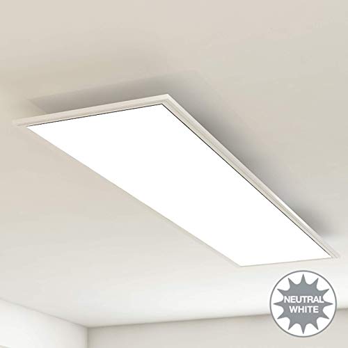 Plafoniera LED, luce bianca neutra 4000K, LED integrati 20W 2.000Lm, dimensione 42,5×42,5x7cm, lampada da soffitto moderna per salotto o cucina, lampadario in metallo color alluminio 230V IP20