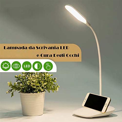 Lampada da Tavolo Controllo Touch 3 Livelli Luce Bianca Calda Regolabile RGB Multicolor Lampada da Scrivania TECKIN Lampada Notturna Adatto a Camera da Letto Soggiorn Uffcio