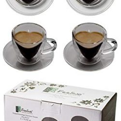 Excelsa Flore Set 6 Tazzine caffè, Vetro, Trasparente