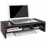 Homfa Supporto in Legno per TV, PC, Computer e Laptop, Tavolino con 3 Piani, 54 x 25.5 x 14 cm (Bianco) 4