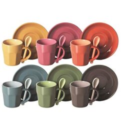 Pasabahce Carre Set 6 Tazzine caffè con Piatto Carrè Preparazione Colazione Arredo Tavola, 7.2 cl