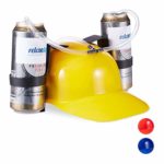 relaxdays- Cappello Porta Birra, Elmetto con Cannuccia, per 2 Lattine, Gadget per Carnevale, Calcio, Feste Adulti, Blu, 13 x 32 x 28 cm, 10022789_45