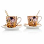 Egan PWM02I/B Set Tazze Caffe, Modello Sweet Love, Porcellana, Blu, 4 unità