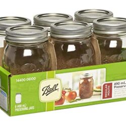 4 Pack Ball Mason Signature barattoli di Vetro da 945 ml Bocca Larga con Inserto di Ricette