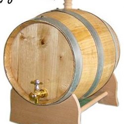 bar@drinkstuff Botte su supporto, distributore di vino in legno di pino naturale 10 litri – stile vintage, con rubinetto