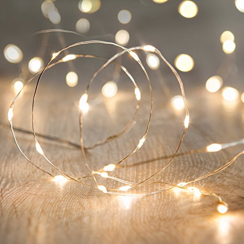 Kolpop Stringa Luci LED a Batteria [4 Pezzi], Catena Luminosa 5m 50 LED con Filo Rame Ghirlanda Luminosa Lucine LED Decorative per Camere da Letto Giardino Casa Feste Natale Matrimonio (Bianco Caldo)