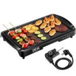 Duronic GP20 Piastra elettrica da tavolo anti aderente 2000W Piastra per teppanyaki superficie grill da 52 x 27 cm con termostato e vaschetta raccoglitrice