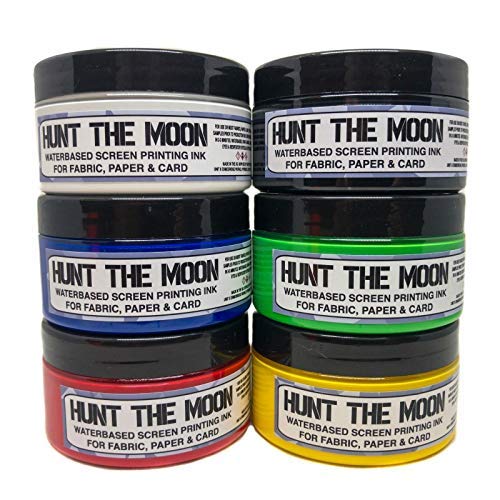 Hunt The Moon – Inchiostro per serigrafia a base d’acqua, kit di prova, 6 x 240 ml