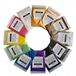 DEWEL Pigmenti Resina Mica Powder 10g*15 Colori Pigmenti in Polvere per Slime, Resina Epossidica, Candele, Acquerello, Cosmetici