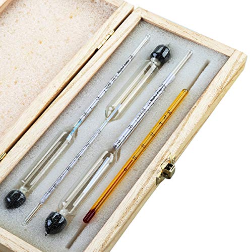 Notimin 3 Pezzi 0-40 40-70 70-100Vol% di idrometro Alcoholmeter Tester Set Alcohol Vinometer + Cilindro in Vetro Trasparente Alto + Termometro, Per Grappa, Distillati,Whisky, Brandy, Wodka, Spirito