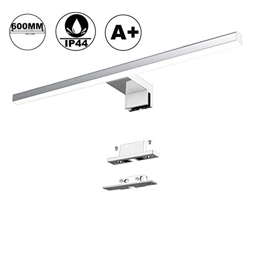 Lampada da specchio a LED 10W 820LM Lampada da bagno Azhien, Neutral White Lampada da parete a LED 4000K LED IP44 Lampada da bagno a specchio 230V acciaio inox 60cm