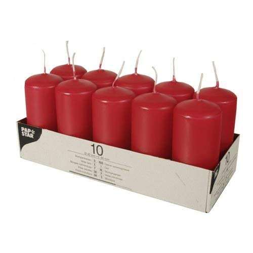 Papstar candele, paraffina, Rosso, Cm, 4 x 9 cm, 10 pezzi 2