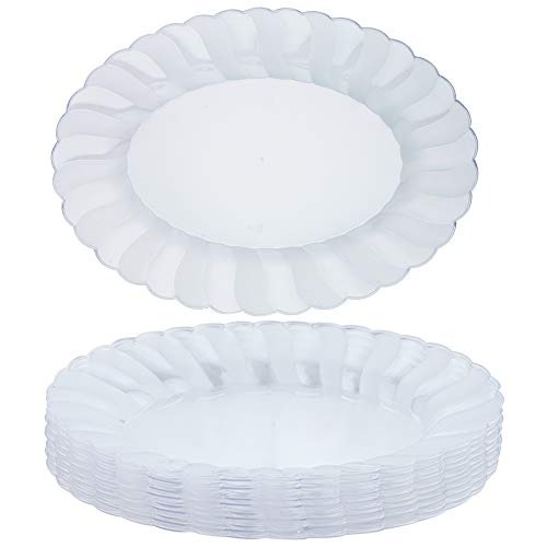 10 Elegante Plastica Dura Vassoi da Portata Ovali – Monouso e Riutilizzabile Trasparente Vassoi per Feste, 28 W x 40cm L – Perfetto per Feste, funzioni, Buffet, Catering