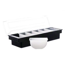 Plastica condimento dispenser 6 vano nero | bar Condiment Holder, cocktail Garnish Tray 2