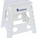 Lantelme Sgabello pieghevole, carico massimo 120 kg Sgabello in plastica, colore bianco, adatto per la casa e per studio medico.