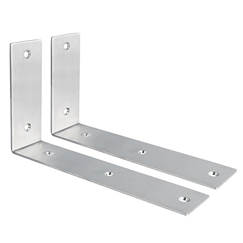 Sayayo staffa per mensola ad angolo angolo staffa di supporto mensola da appendere alla parete ampliare, 225 mm * 125 MM, acciaio INOX spazzolato finito, 2 pz, EJW2300-2P 2