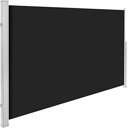 TecTake Tende da sole paravento laterale frangivento estensibile Corpo e assistenza post interamente in alluminio – disponibile in diversi colori e diverse misure – (Nero | 180x300cm | no. 401528)