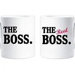 IL BOSS THE REAL Boss COPPIE Set di tazze GENITORI REGALO MARITO MOGLIE FIDANZATO RAGAZZA REGALO DI SAN VALENTINO NATALE ANNIVERSARIO Tazza Ceramica 2