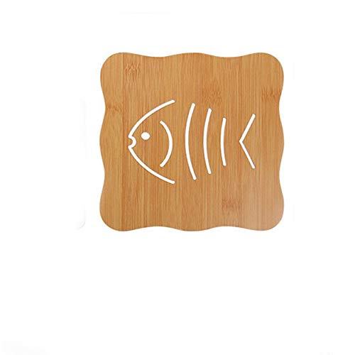 Lumanuby – Sottobicchieri a Forma di Pesce Cavo, in bambù, per pentole, padelle o Piatti, Set da 2, Diametro 18,5 cm