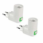 Portalampada E27 con Adattatore e Spina EU, Spina Girevole 360°con Interruttore On/Off, per Lampade da Tavolo, Luce Notturna, Lampada Smart LED, Faretti a Parete, set di 2 (senza lampadina)