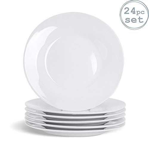 Argon Tableware Piattino da Dessert/Pane – Ampio Bordo – Bianco – 154 mm – 24 Pezzi