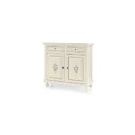 InHouse srls Base credenza, Arte povera, in Legno massello e MDF con rifinitura in Bianco Lucido con decori – Mis. 113 x 47 x 103