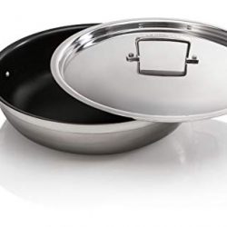 Le Creuset Tegame Basso Multistrato Antiaderente con Coperchio in Vetro, Ø 30 cm, Acciaio Inox, PFOA Free, Compatibile con Tutte le Fonti di Calore (Induzione Inclusa)