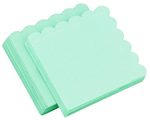 FiveSeasonStuff 40pcs Tovagliolo monouso in Carta per Feste di Compleanno, Barbecue, ricevimenti, riunioni, Matrimoni, Feste ed Eventi (Verde Menta Bordo Floreale)