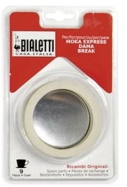 Bialetti Guarnizione Per Moka 9 tazze 3 X Guarnizioni + Filtro 2