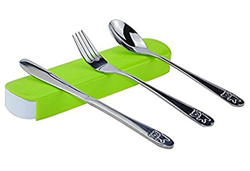 Set di Posate da Tavola in Acciaio Inossidabile Portatile Set di Posate da Tavola in Acciaio Inossidabile Riutilizzabile – 1 set / 3 pezzi (verde)