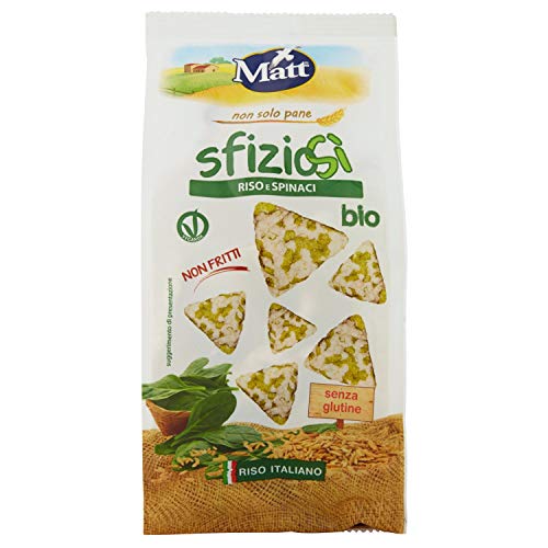 Matt SfizioSì Riso Integrale, Spinaci Bio Croccanti Snack Salati Non Fritti – 100 g