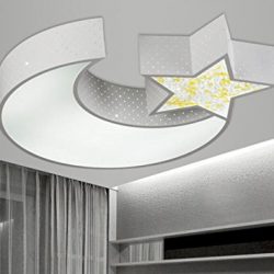 LYXG Lampada da soffitto Led luci ragazzi e ragazze Luna stelle creative camera da letto studio luce bambini arte luce di lampade in ferro (550mm*70mm), scatola bianca con luce bianca