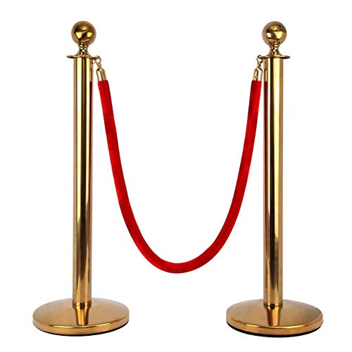 Samger Samger Retractable Barriere di controllo della folla Round Top Stanchion Post Queue 59"Postazio (Oro)