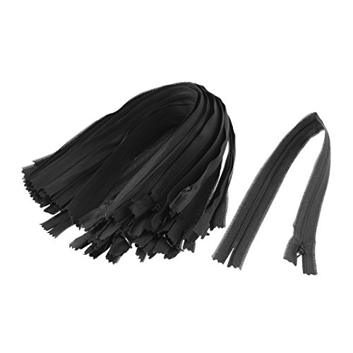 sourcingmap® Nylon Invisibile Zip Cerniera Elemento Di Fissaggio 14 Pollici 20 Pezzi Nero