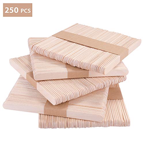 KATELUO 250PcsBastoncini di Legno Naturale, bastoni di Legno del Gelato Popsicle bastoni di Legno a Mano Torta attrezzo di Arte del mestiere di DIY