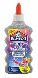 ELMER’S Colla Glitterata, Lavabile e Adatta ai Bambini, Ottima per Realizzare Slime, 177 ml, Argento