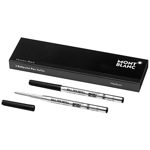 Montblanc 116190 – Refill (M) per penne a sfera, colore Mystery Black (nero) – Ricariche di alta qualità e colore intenso, punta: media, 1 x 2 Refill