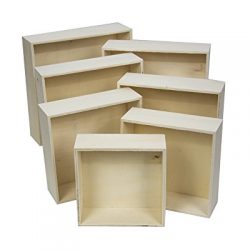 Fair Pack 7 pz Vassoio Quadrato in Legno Naturale per Decupage Varie Misure