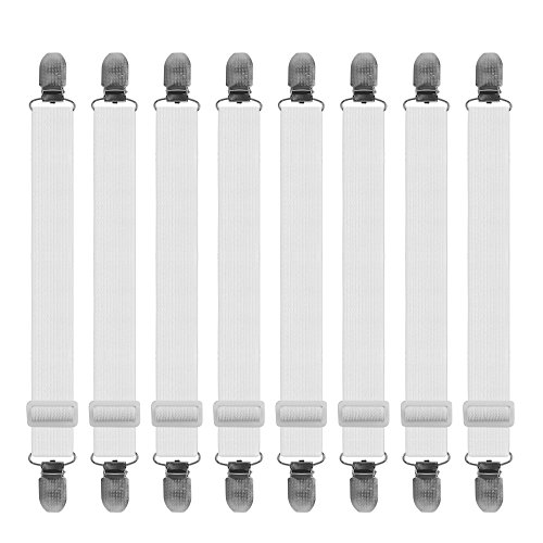 Lenzuolo Pinze Bretelle,Clip di Supporto Bretelle Regolabili,Letto ad Angolo Heavy Duty Fascia Clip di Fissaggio per Lenzuola,Divano(8 Pcs)