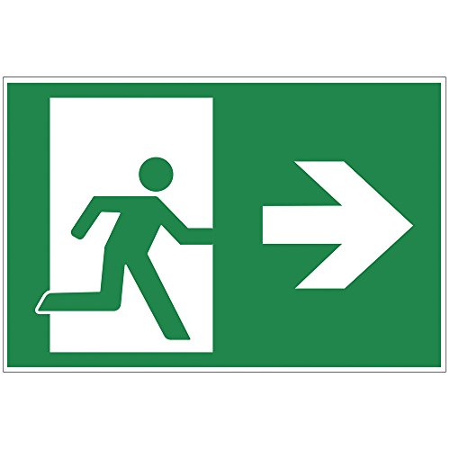 ‘Cartello "uscita di emergenza destra – Exit in alluminio/Dibond 300 X 200 mm – 3 mm di spessore