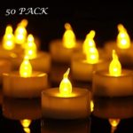 YHY Candele a LED 50pcs Lumini da Tè Tealight Elettrica Luce Calda Senza Fiamme con Batterie Adatte per Decorazione di Casa, Compleanno, Matrimonio, Natale, Halloween ecc