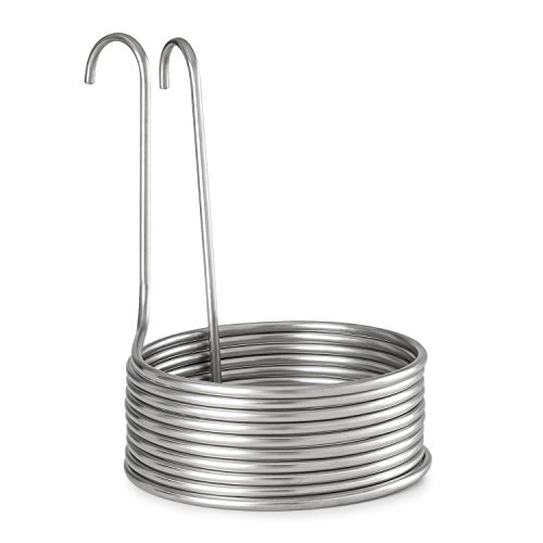 Klarstein Spirale Refrigeratore a Immersione – per Mosto, 10 Nastri Diametro 25,5 cm, 100% acciaio, Estremità a forma di gancio, In soli 30 minuti da 100 °C a temperatura ambiente, Color Argento