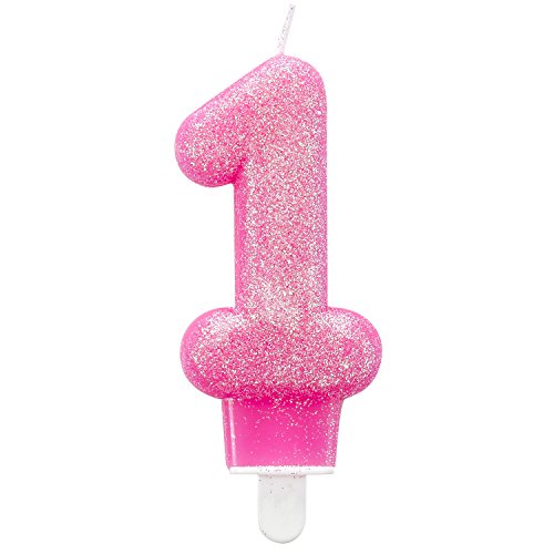 Amscan, 9900761, candela di compleanno con glitter, 7,6 cm, numero 1  2