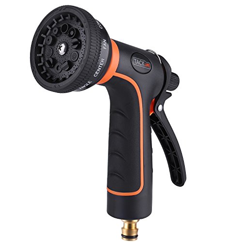 TACKLIFE Pistola da Giardino, Pistola a spruzzo Regolabile a 10 funzioni, manopola di Controllo del Flusso in ABS, autolavaggio, Pulizia, irrigazione, Giardinaggio – GHN1A