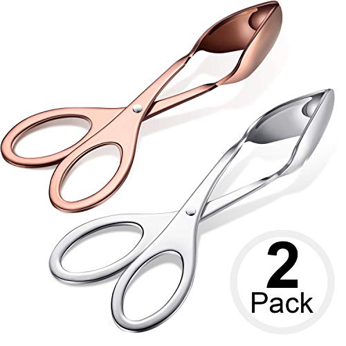 2 Pezzi Pinze per Insalata in Acciaio Inossidabile Pinze per Alimenti Pinze per Buffet Pinze da Servizio da Cucina per Cucinare, Insalate, Addensare (Oro Rosa, Argento)