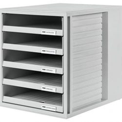 HAN 1401-11, Cassettiera System-Box, design attrattivo ed innovativo con 5 cassetti aperti, grigio chiaro