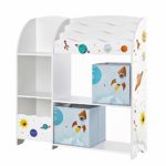 SONGMICS Organizzatore per Giocattoli, Libreria per Bambini, Scaffale Multifunzionale con 2 Scatole Portaoggetti, Alta capacità, per Camera dei Giochi, Camera da Letto, Soggiorno, Bianco GKR42WT