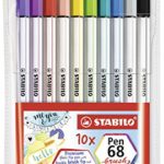 Pennarello Premium con punta a pennello per linee spesse e sottili – STABILO Pen 68 brush – Astuccio da 10 – con 10 colori assortiti