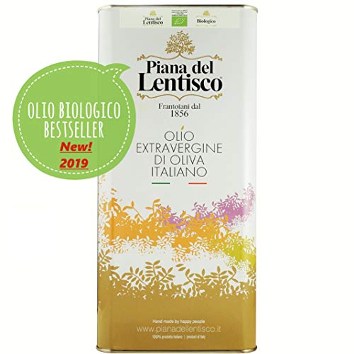 5 litri – Olio extravergine di oliva BIOLOGICO monovarietale LECCINO raccolto 2019 – 100% italiano olio evo bio fruttato gusto DELICATO